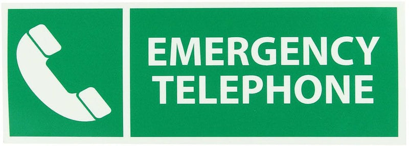 National Marker Emergency Telephone Adhesive Label, 5" x 14", Green/White (GL306P)