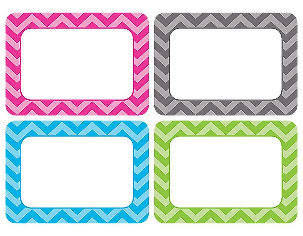 Teacher Created Resources All Grade Name Tags/Label, Chevron, Multi-Pack, 36/Pack