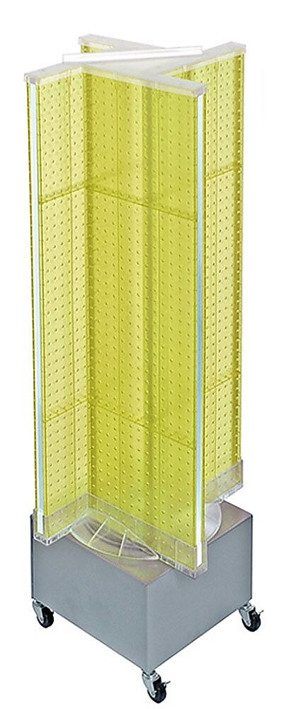 Azar Displays 13.5" x 54" Plastic Pegboard Floor Display Pinwheel Spinner Yellow