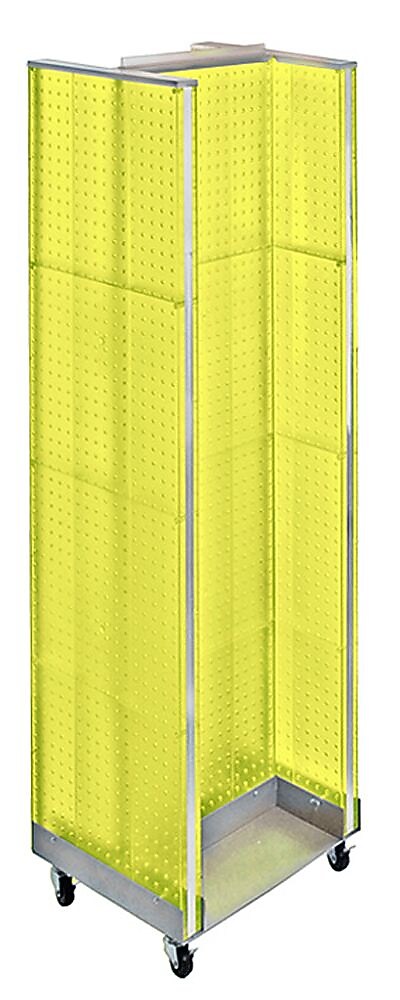 Azar Displays 16" x 60" Pegboard H-Unit Floor Display with Wheels Yellow