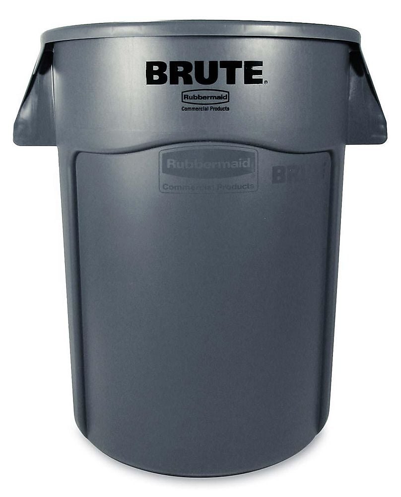 Rubbermaid Brute Plastic Trash Can with no Lid, Gray, 10 gal. (FG261000 GRAY)