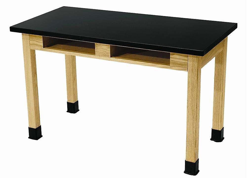 National Public Seating Chemical Resistant Series Rectangular Science Table, 30" x 72", Black/Ashwood (SLT1-3072CB)