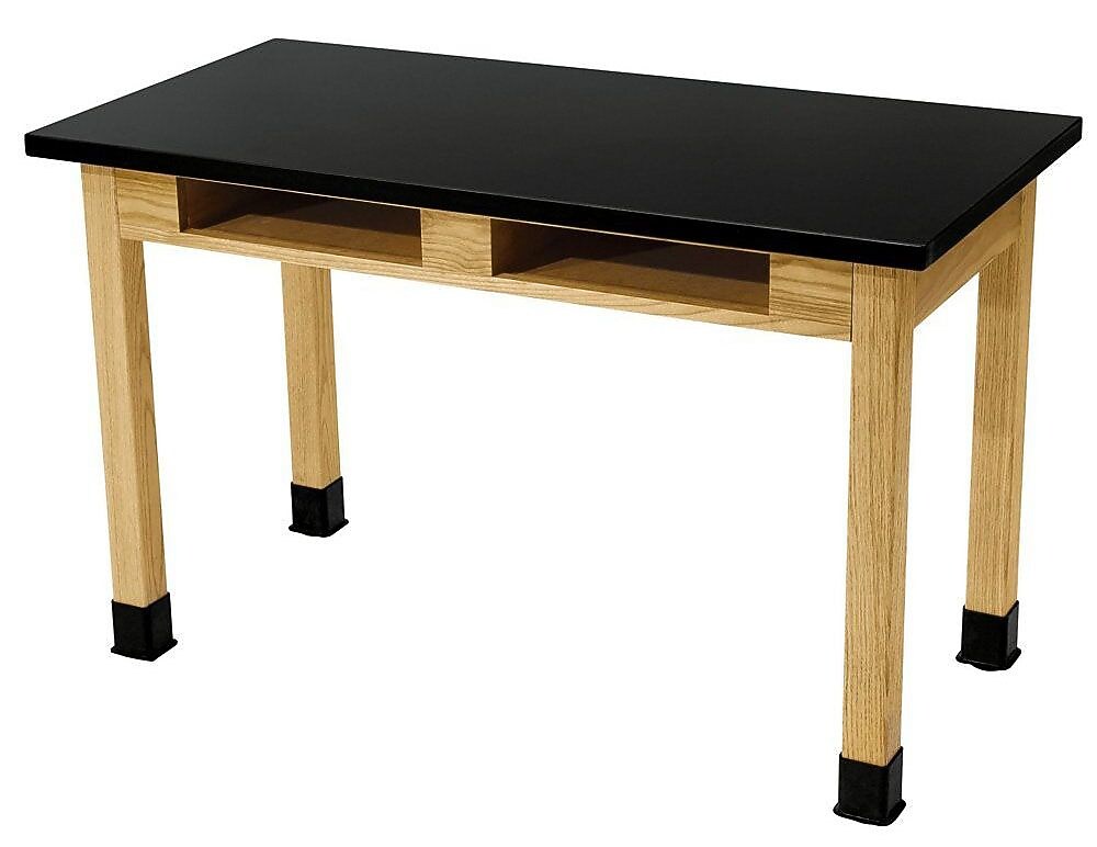 National Public Seating Chemical Resistant Series Rectangular Science Table, 30" x 72", Black/Ashwood (SLT2-3072CB)