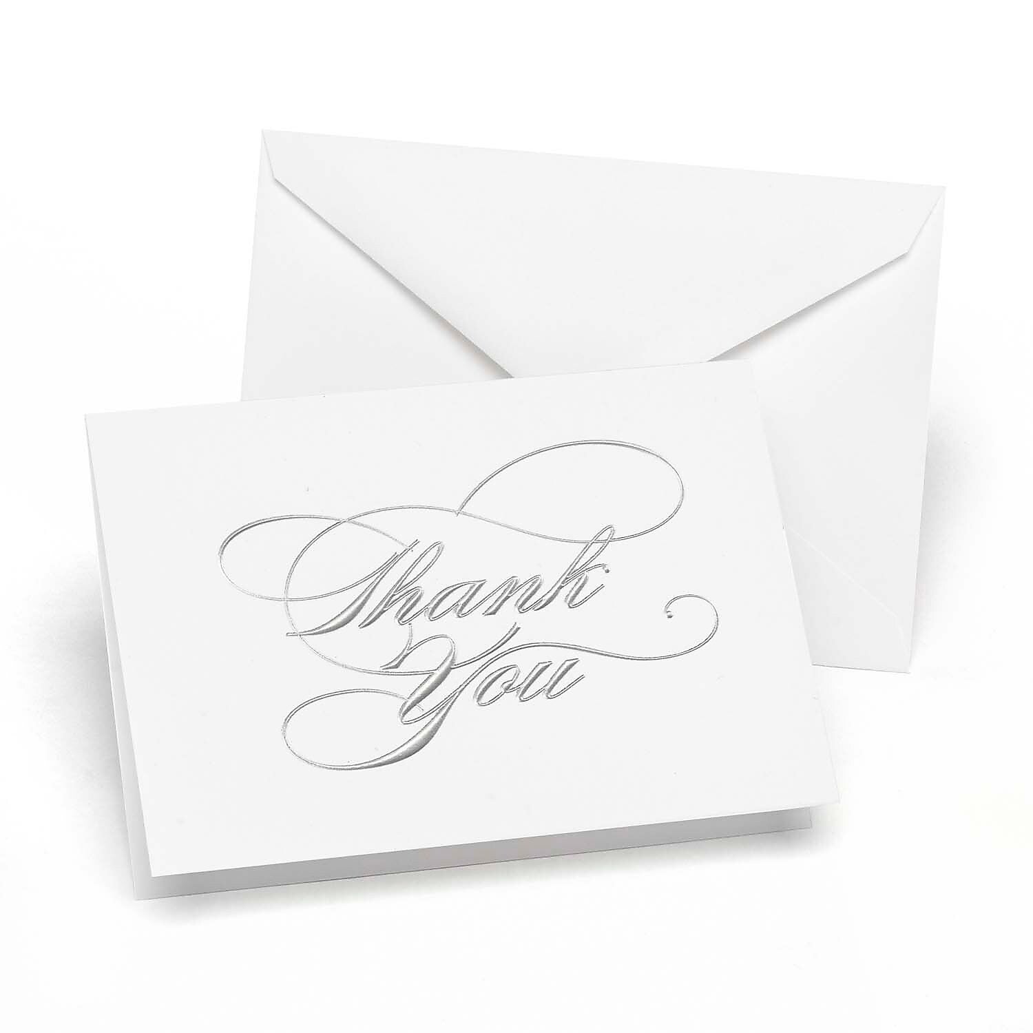 HBH™ 3 1/2" x 4 7/8" Wedding Thank You Card, White/Silver Foil, 50/Pack