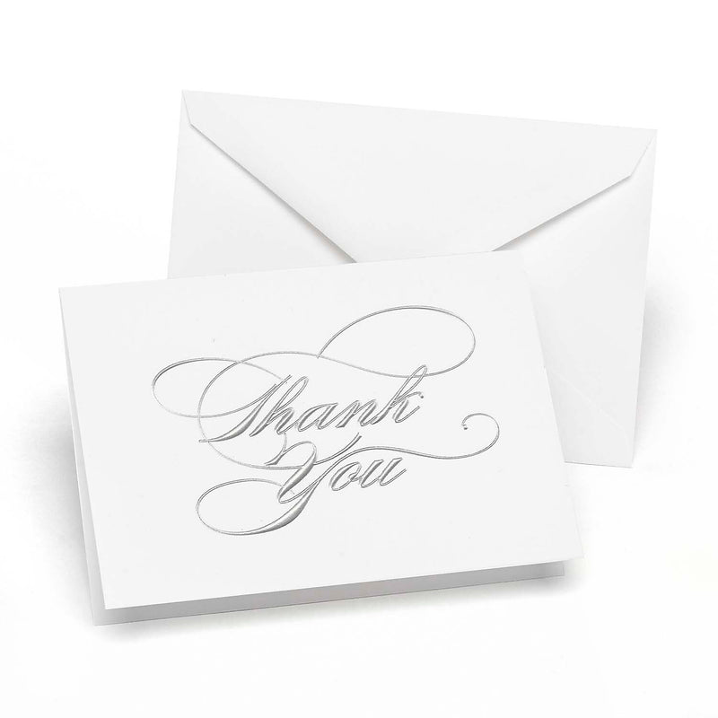 HBH™ 3 1/2" x 4 7/8" Wedding Thank You Card, White/Silver Foil, 50/Pack