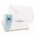 HBH™ 3 1/2" x 4 7/8" Peacock Feather Wedding Thank You Card, White/Navy, 50/Pack