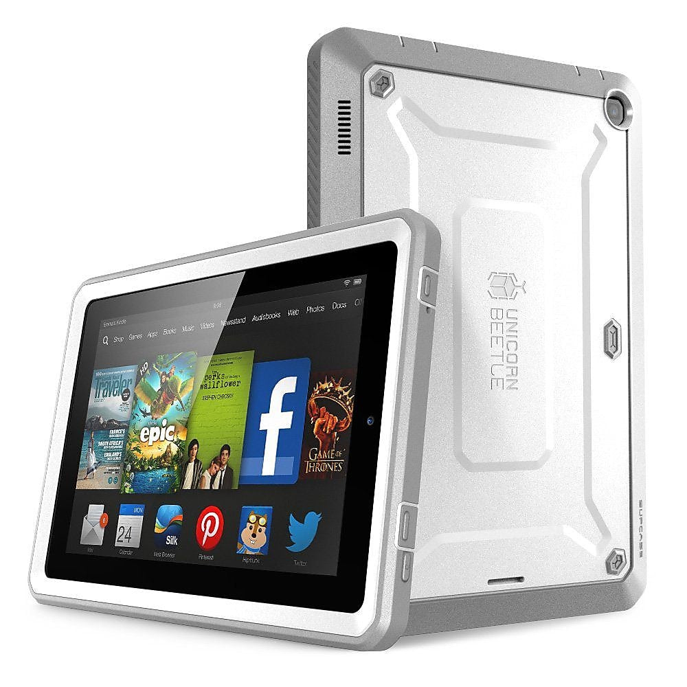 SUPCASE Unicorn Beetle Pro Full-Body Protective Case For 6" Amazon Kindle Fire HD, White/Gray