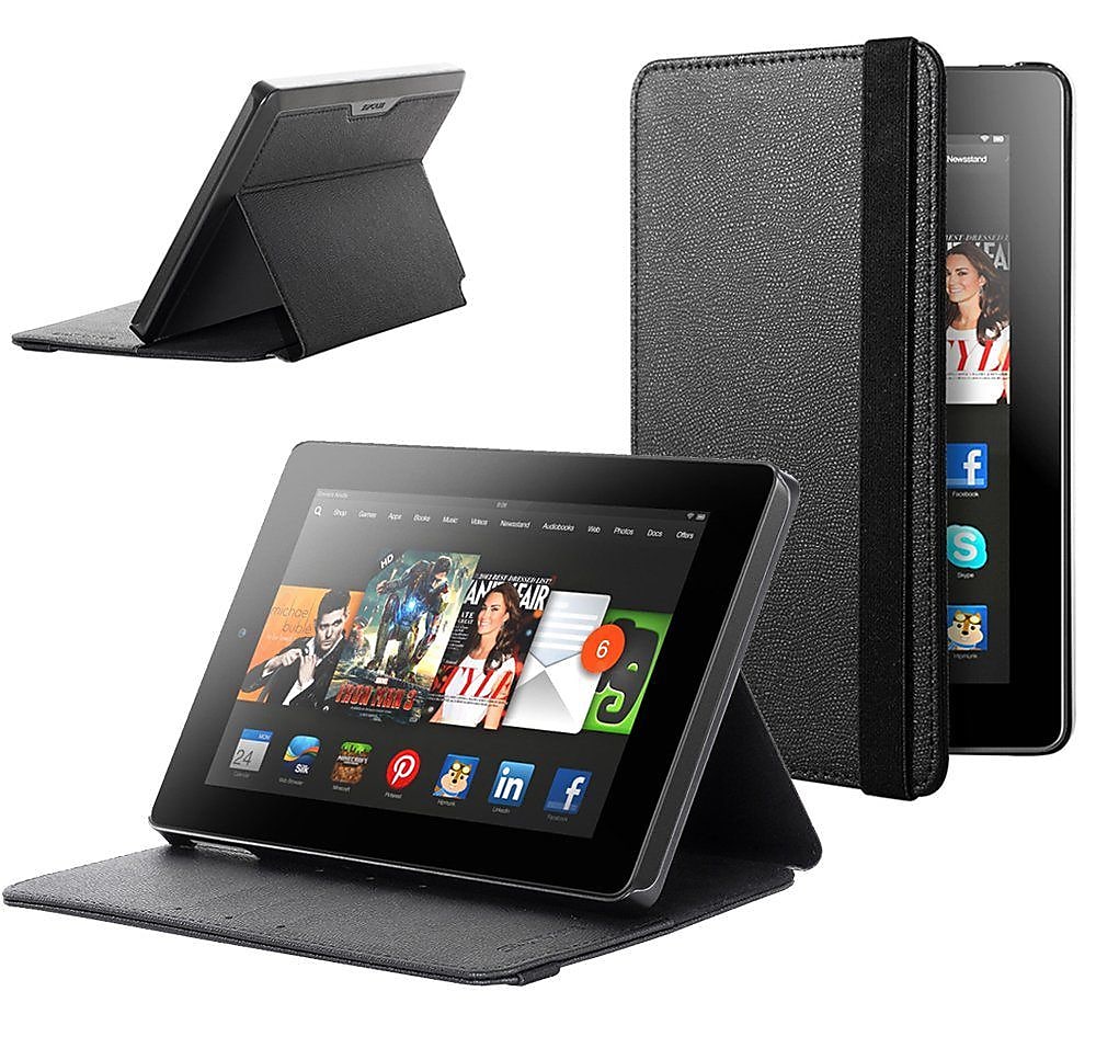 SUPCASE Slim Lightweight PU Leather Hard Shell Case For 7" Amazon Kindle Fire HD, Black