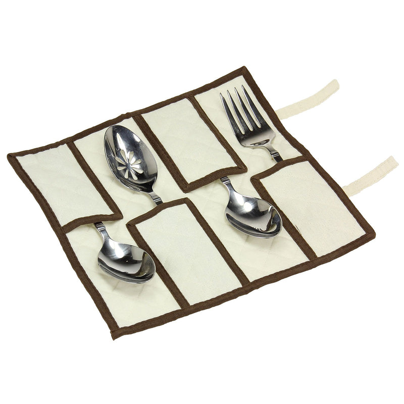 Household Essentials Flatware Storage Chest with Separate Serving Utensil Storage Pouch (546-1)