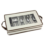Household Essentials Flatware Storage Chest with Separate Serving Utensil Storage Pouch (546-1)