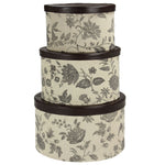 Household Essentials Hat Box Set with Faux Leather Lids, Floral (619-1)