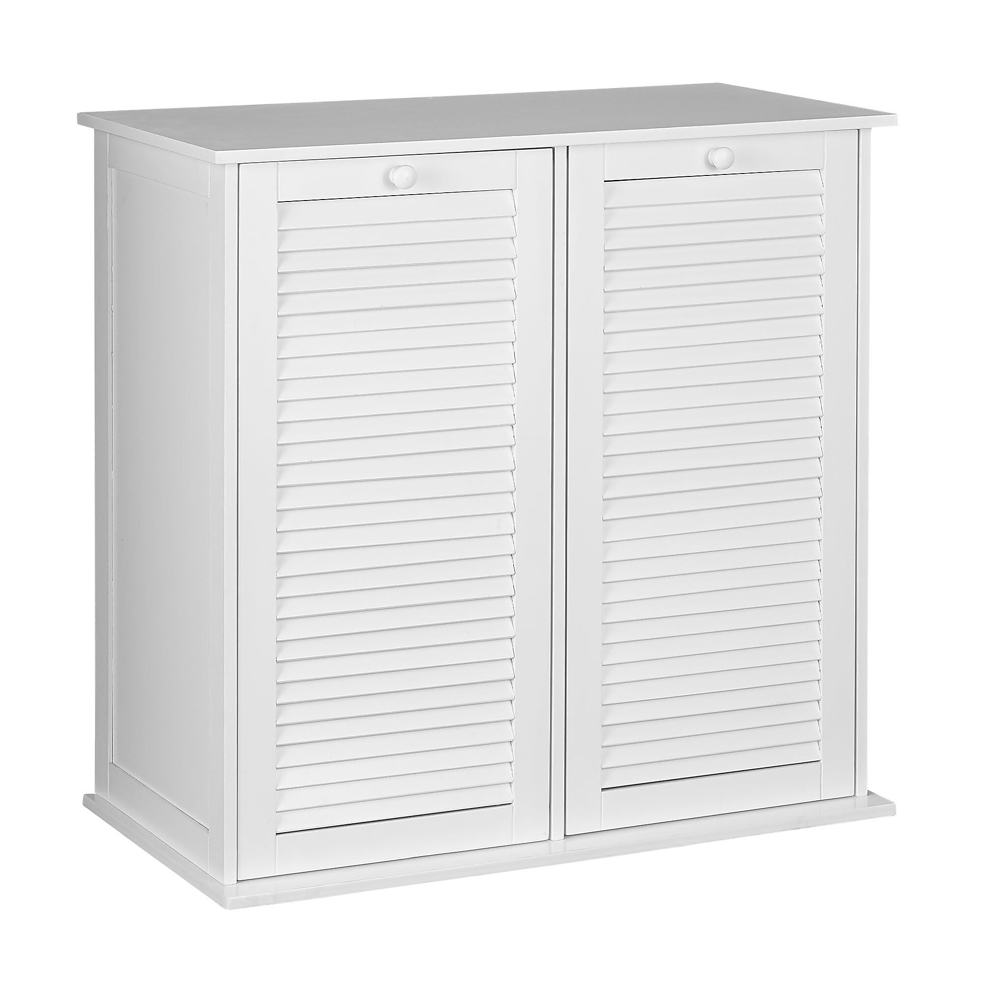 Household Essentials Tilt-Out Laundry Sorter Cabinet with Shutter Front, White (18411-1)