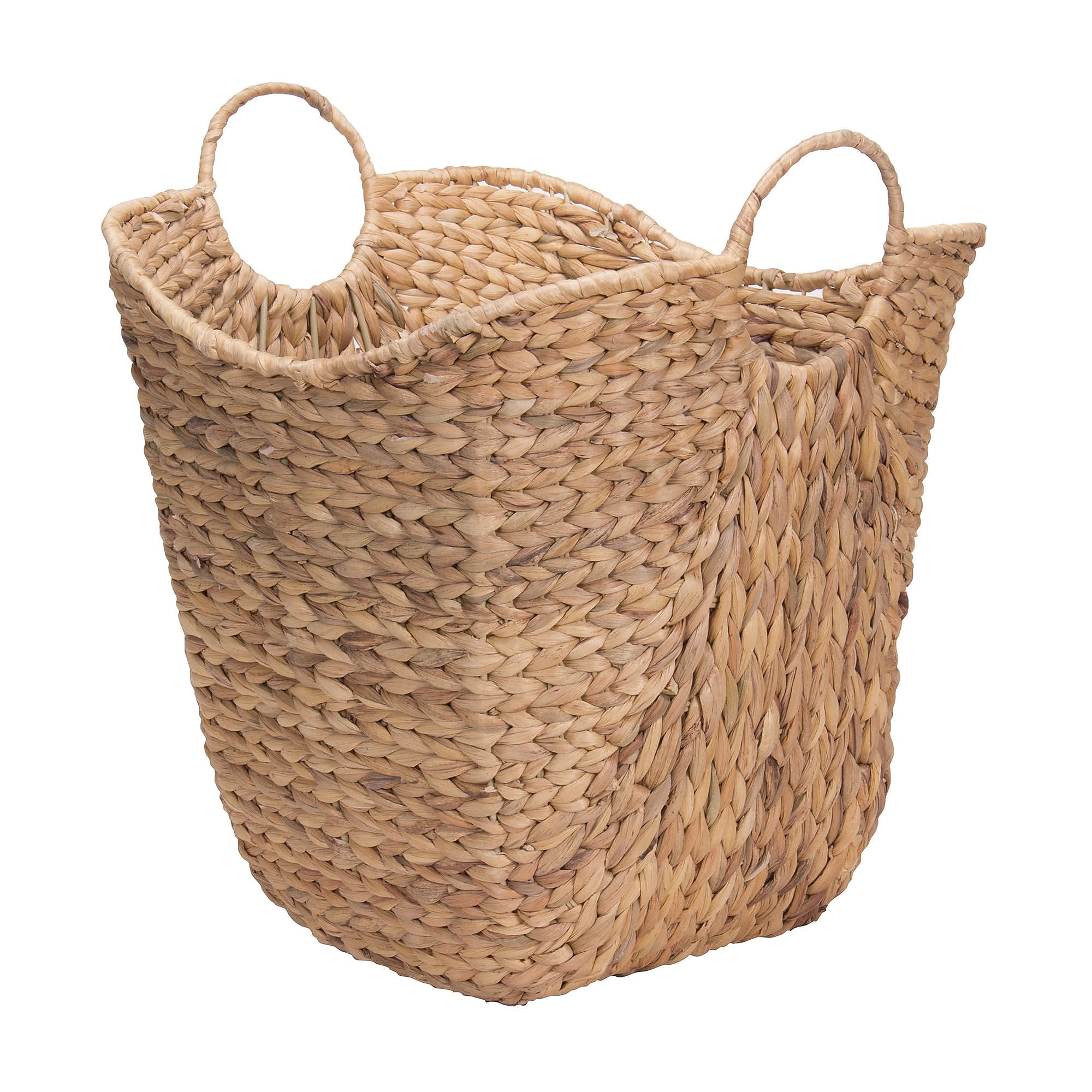 Household Essentials Tall Water Hyacinth Wicker Basket with Handles (ML-4002)