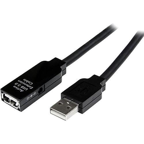 StarTech 65.6' USB A to USB A Extension Cable, Male to Female, Black (USB2AAEXT20M)