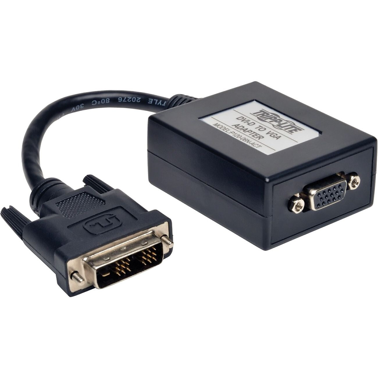 Tripp Lite 6" 1920 x 1200 M/F DVI-D To VGA Active Adapter Converter Cable, Black (P120-06N-ACT)
