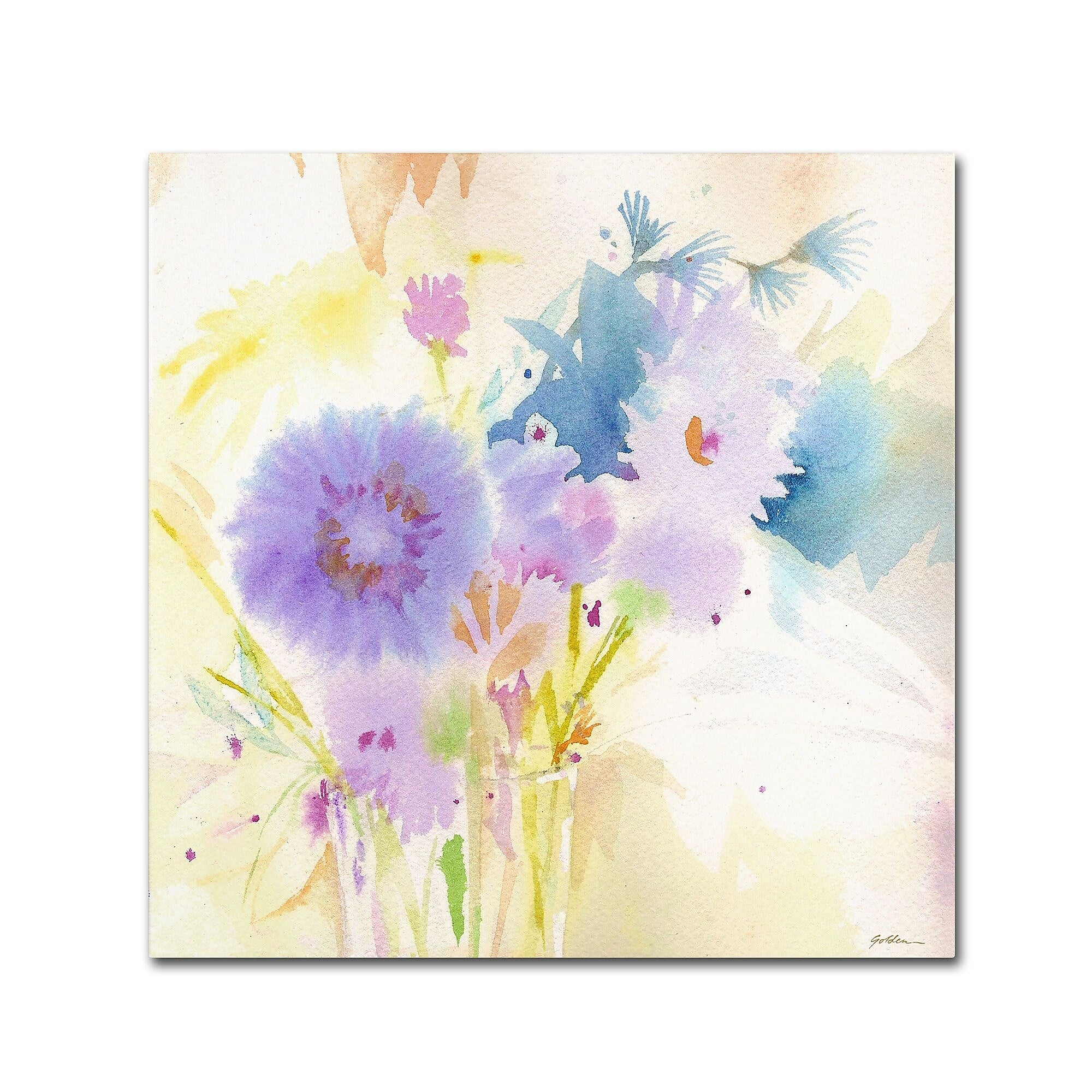 Trademark Fine Art SG5708-C2424GG "Mixed Blue Bouquet" by Sheila Golden 24" x 24" Frameless Art