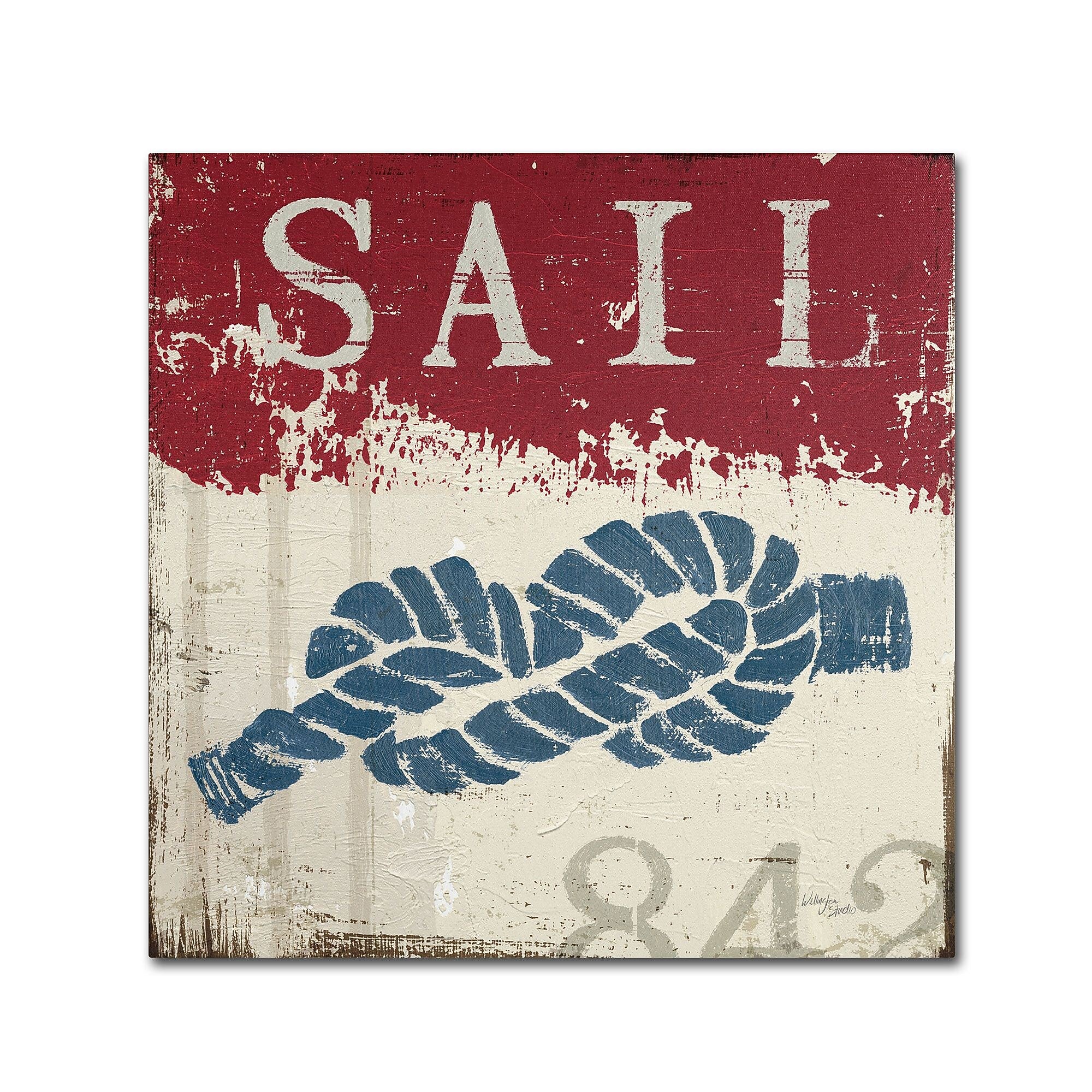Trademark Fine Art WAP0138-C2424GG "Nautical III Red" by Wellington Studio 24" x 24" Frameless Art
