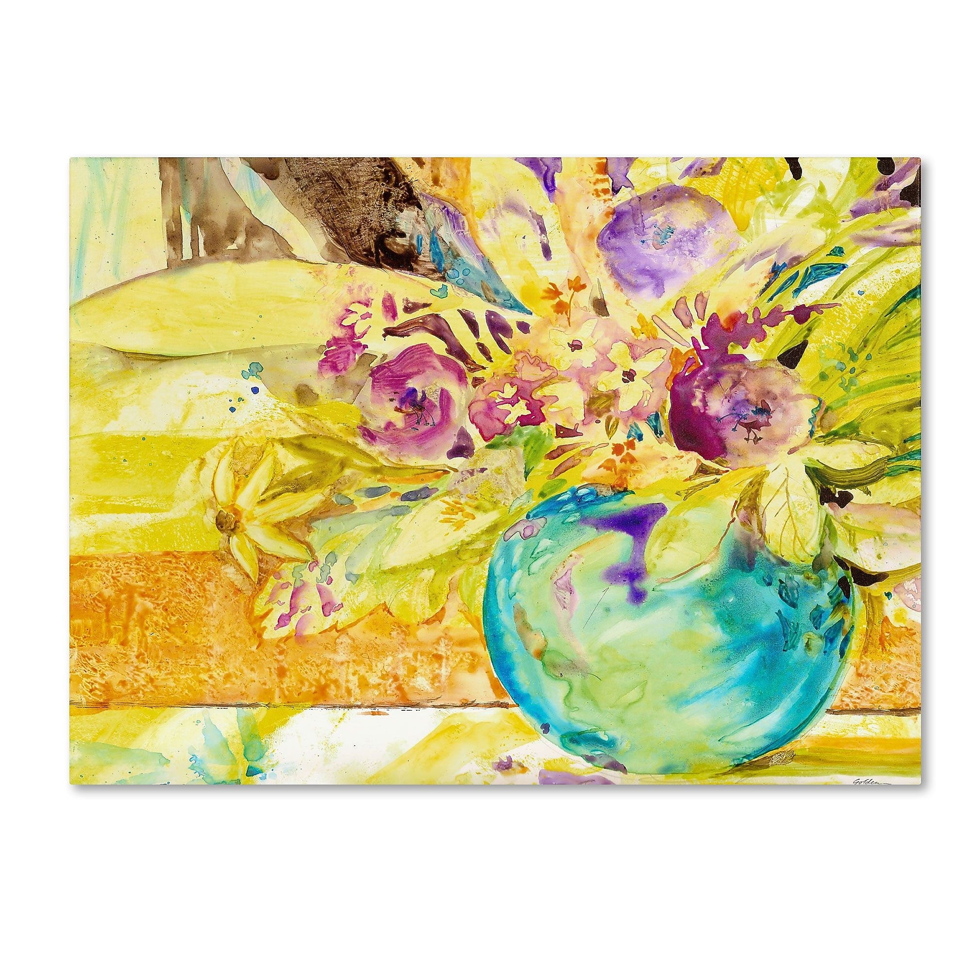 Trademark Fine Art SG5695-C2432GG "The Aqua Vase" by Sheila Golden 24" x 32" Frameless Art