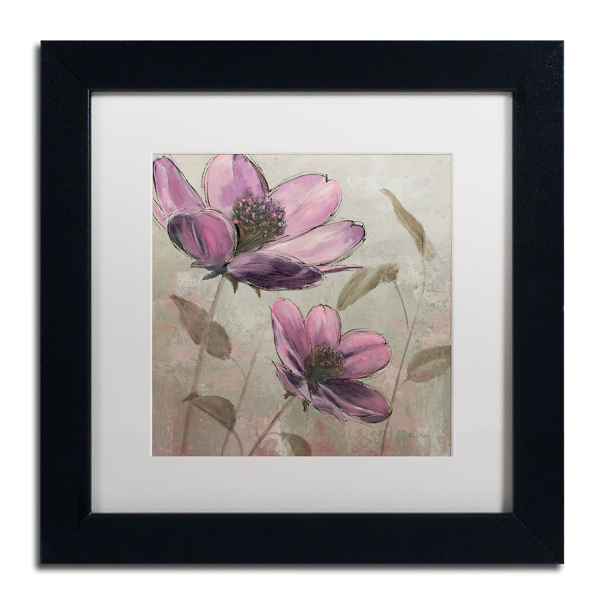 Trademark Fine Art WAP0106-B1111MF "Plum Floral II" by Emily Adams 11" x 11" Framed Art, WHT MTD