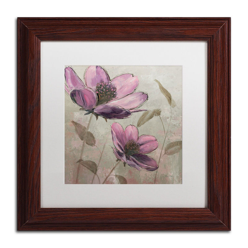 Trademark Fine Art WAP0106-W1111MF "Plum Floral II" by Emily Adams 11" x 11" Framed Art, WHT MTD
