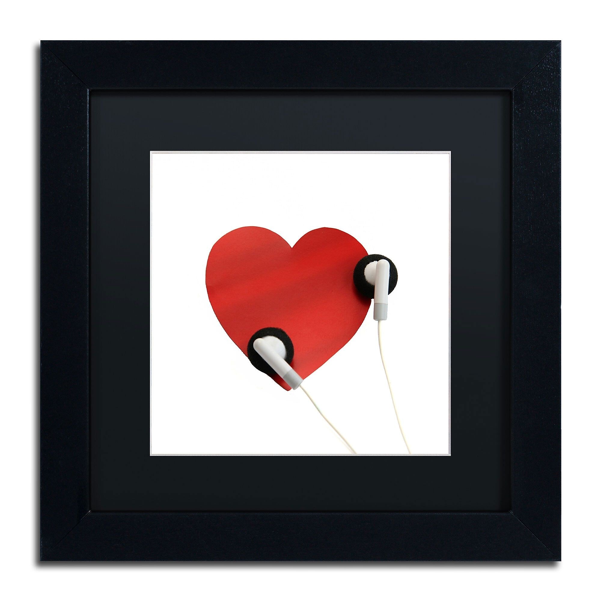 Trademark Fine Art Listen to Your Heart by Beata Czyzowska Young 11x11 FRM Art, BLK MTD (BC0128-B1111BMF)