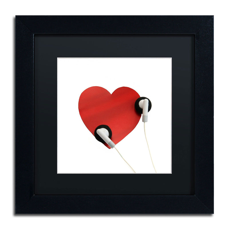 Trademark Fine Art Listen to Your Heart by Beata Czyzowska Young 11x11 FRM Art, BLK MTD (BC0128-B1111BMF)