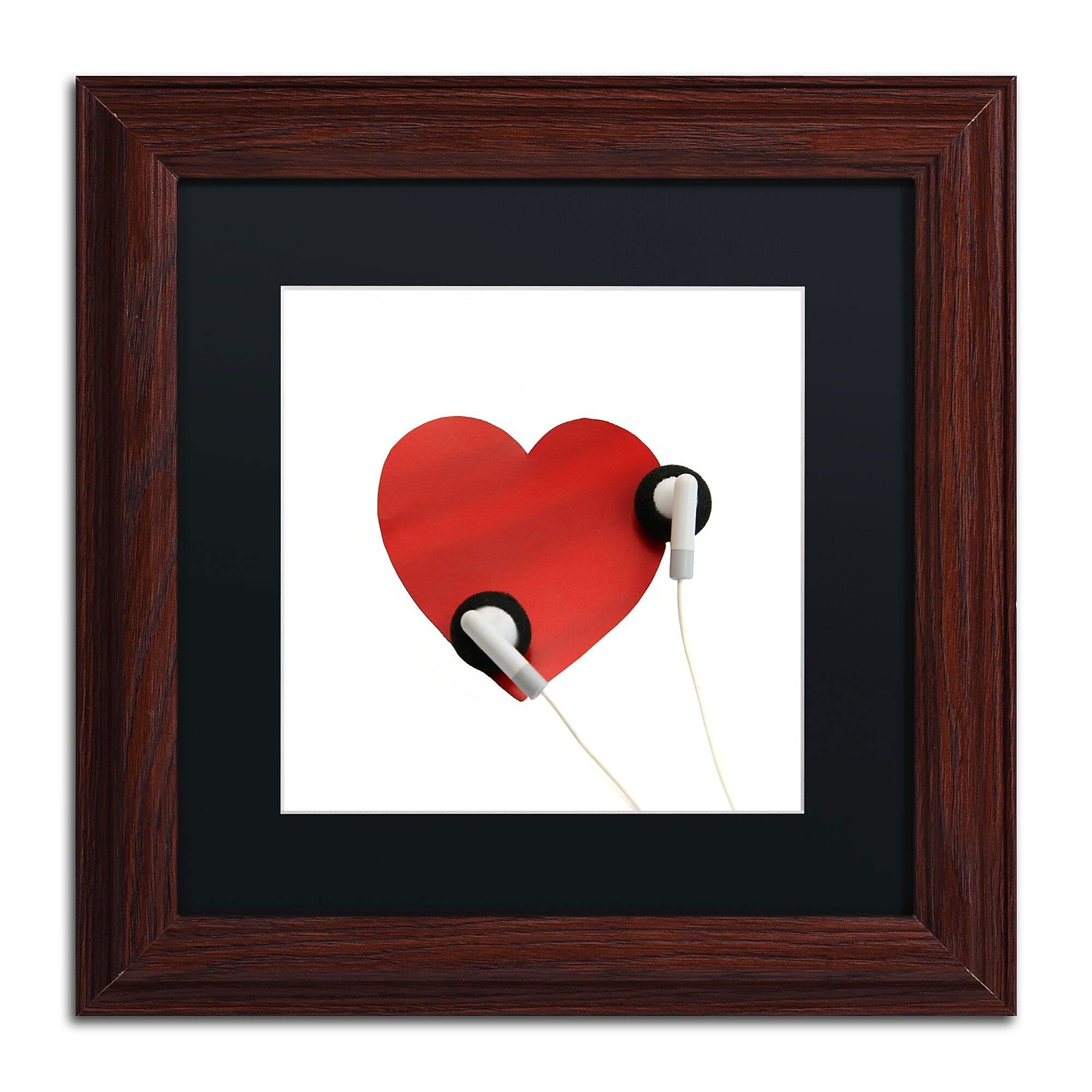 Trademark Fine Art Listen to Your Heart by Beata Czyzowska Young 11x11 FRM Art, BLK MTD (BC0128-W1111BMF)