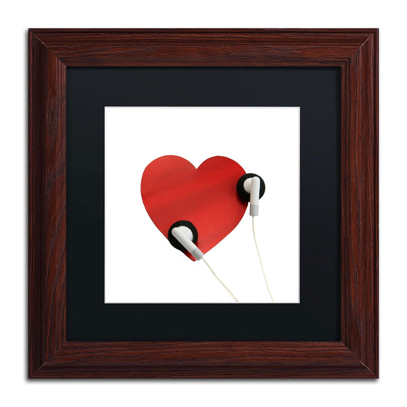 Trademark Fine Art Listen to Your Heart by Beata Czyzowska Young 11x11 FRM Art, BLK MTD (BC0128-W1111BMF)