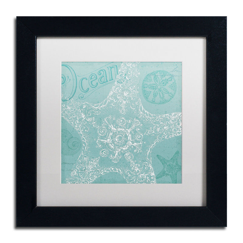 Trademark Fine Art WAP0097-B1111MF "Aqua Treasure I" by Daphne Brissonnet 11" x 11" FRM Art, WHT MTD