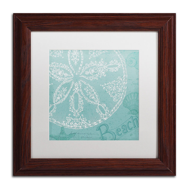 Trademark Fine Art WAP0098-W1111MF Aqua Treasure II by Daphne Brissonnet 11x11 FRM Art, WHT MTD
