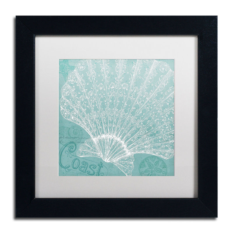 Trademark Fine Art WAP0099-B1111MF Aqua Treasure III by Daphne Brissonnet 11x11 FRM Art, WHT MTD
