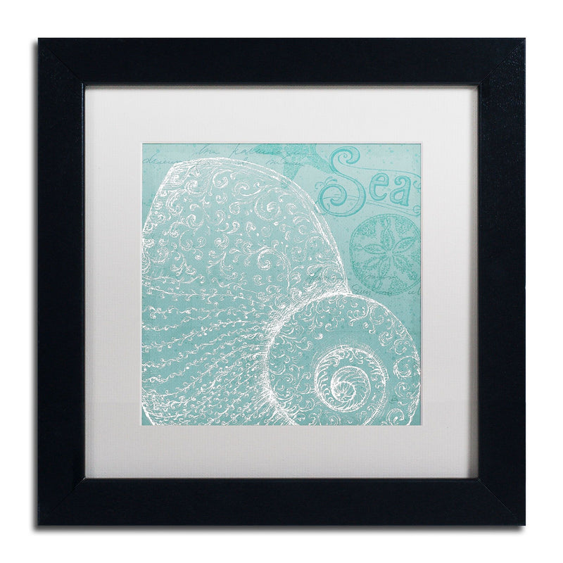 Trademark Fine Art WAP0100-B1111MF Aqua Treasure IV by Daphne Brissonnet 11x11 FRM Art, WHT MTD
