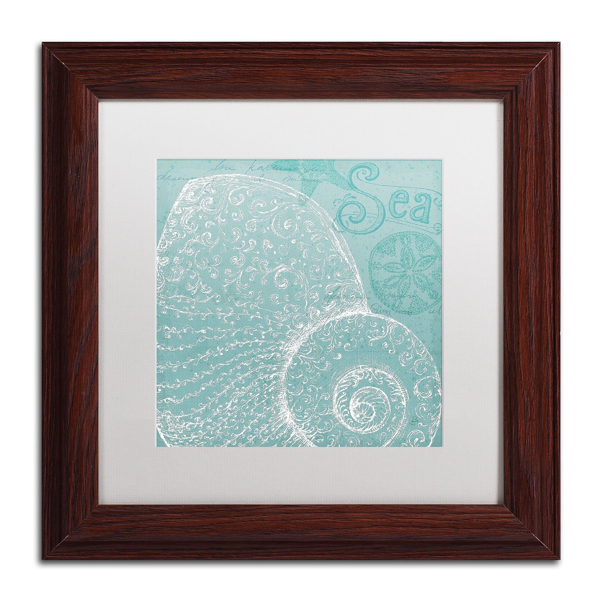 Trademark Fine Art WAP0100-W1111MF Aqua Treasure IV by Daphne Brissonnet 11x11 FRM Art, WHT MTD