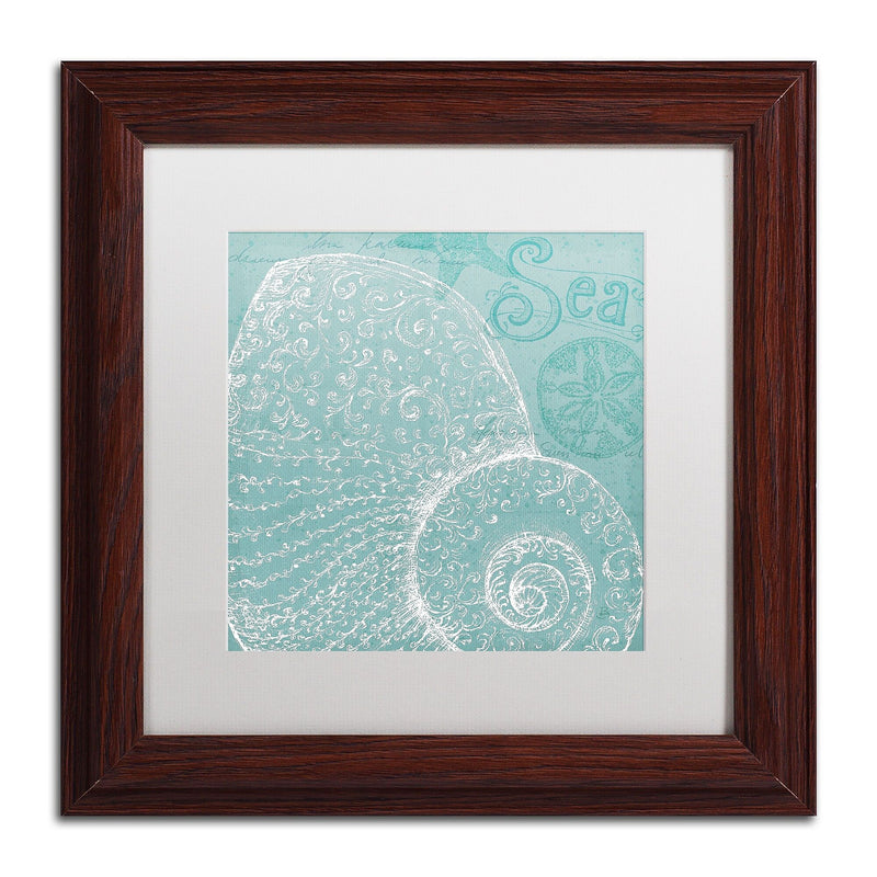 Trademark Fine Art WAP0100-W1111MF Aqua Treasure IV by Daphne Brissonnet 11x11 FRM Art, WHT MTD