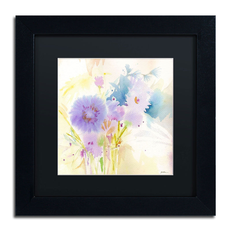 Trademark Fine Art SG5708-B1111BMF "Mixed Blue Bouquet" by Sheila Golden 11" x 11" FRM Art, BLK MTD