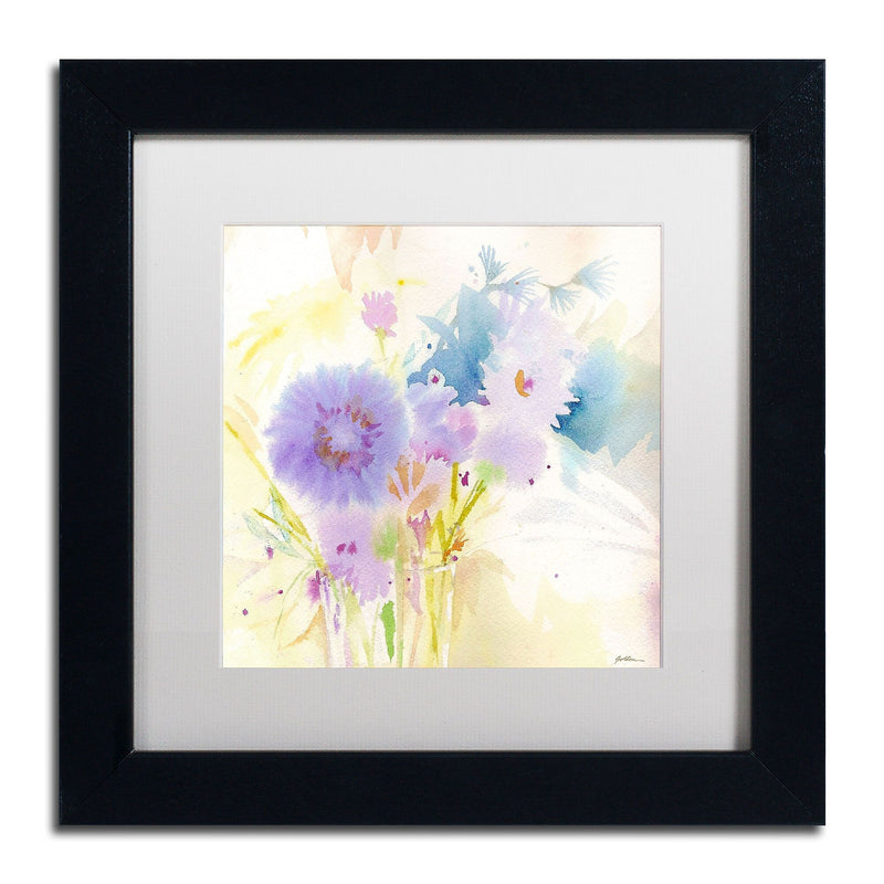 Trademark Fine Art SG5708-B1111MF "Mixed Blue Bouquet" by Sheila Golden 11" x 11" FRM Art, WHT MTD