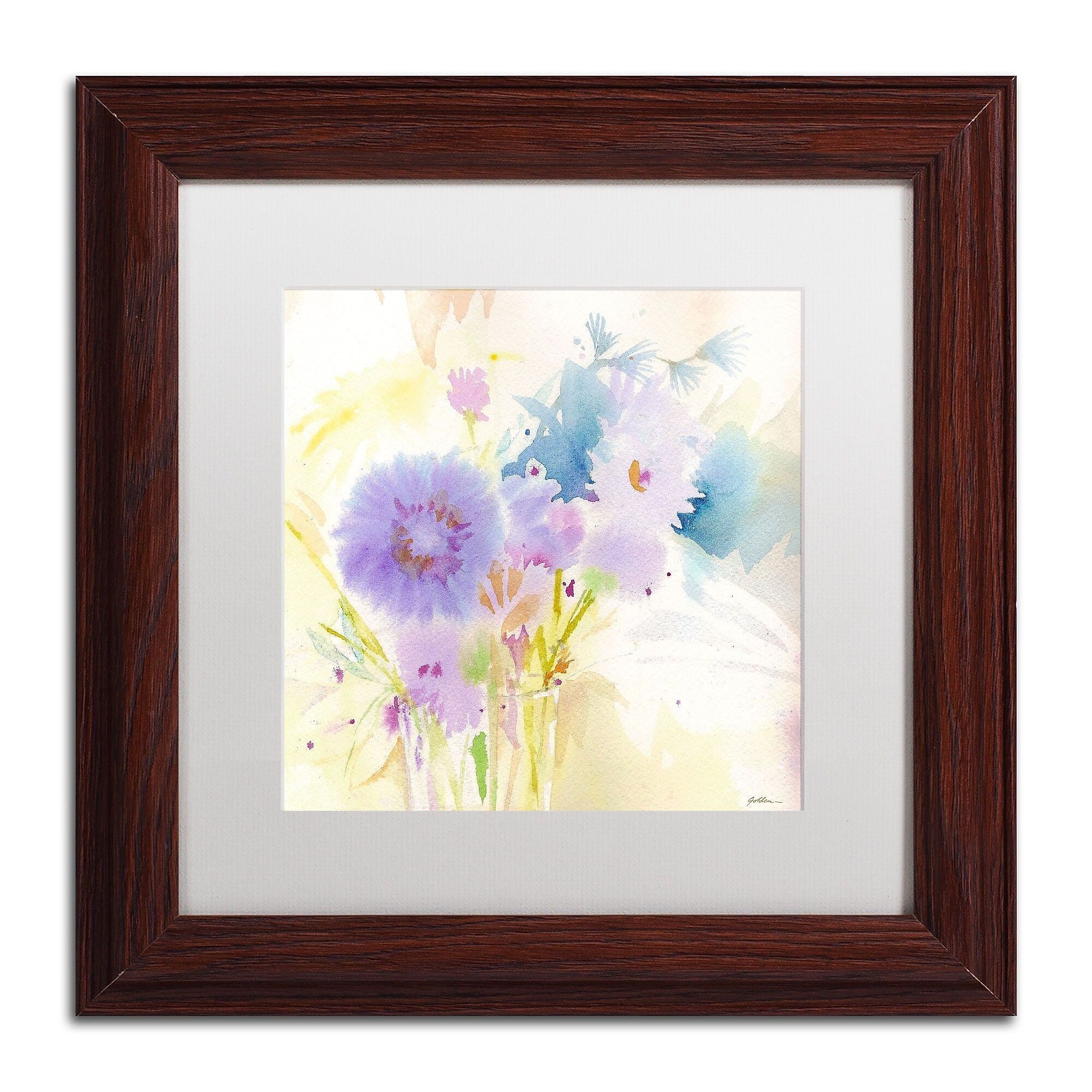 Trademark Fine Art SG5708-W1111MF "Mixed Blue Bouquet" by Sheila Golden 11" x 11" FRM Art, WHT MTD
