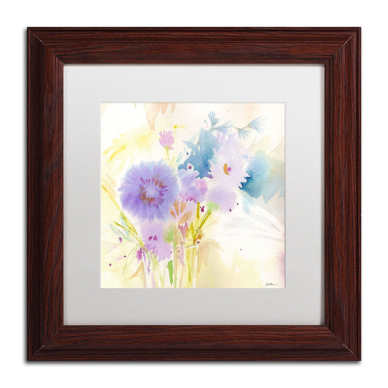 Trademark Fine Art SG5708-W1111MF "Mixed Blue Bouquet" by Sheila Golden 11" x 11" FRM Art, WHT MTD