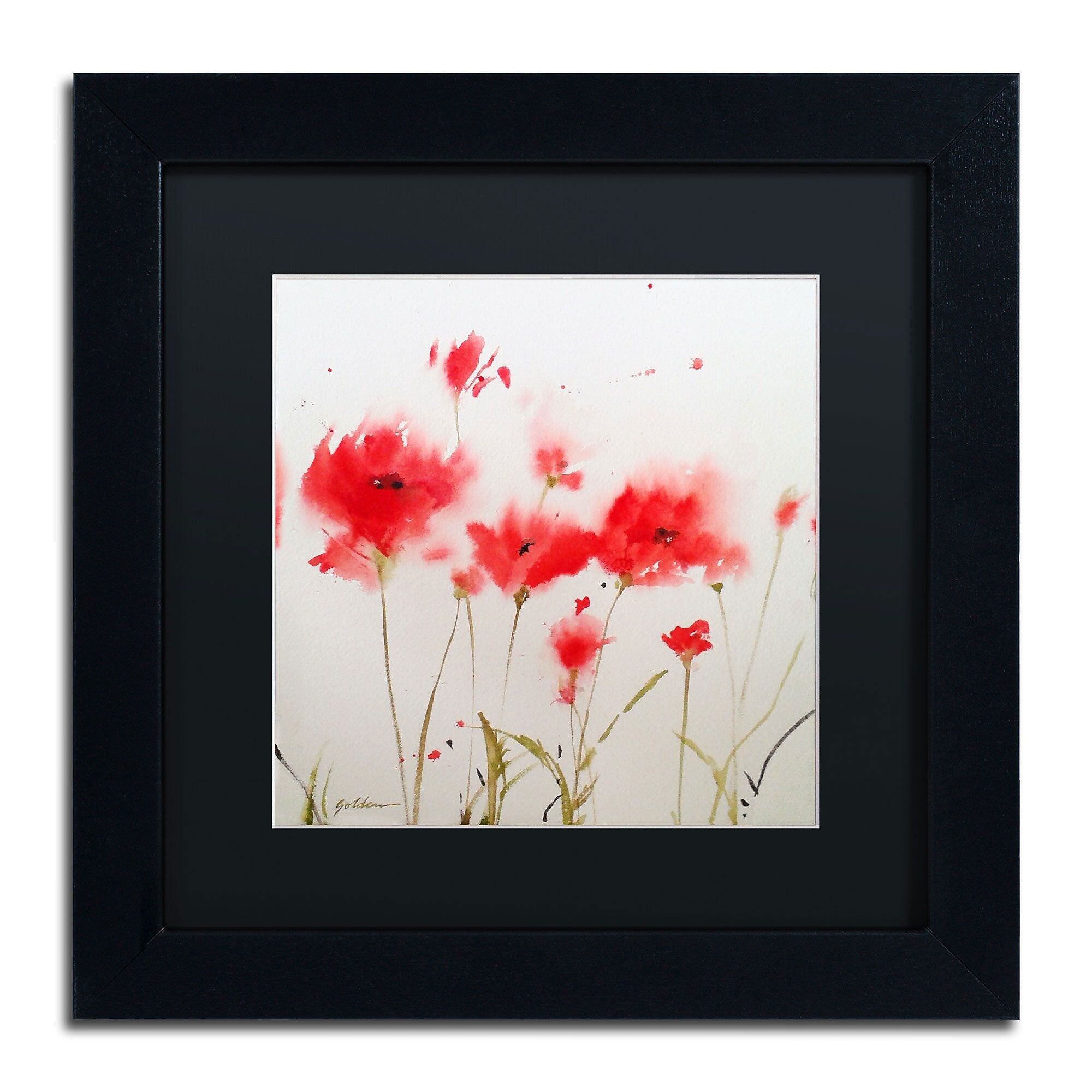 Trademark Fine Art SG5707-B1111BMF "A Poppy Moment" by Sheila Golden 11" x 11" Framed Art, BLK MTD
