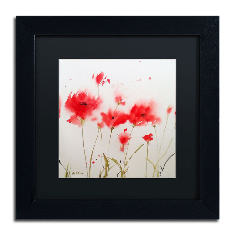 Trademark Fine Art SG5707-B1111BMF "A Poppy Moment" by Sheila Golden 11" x 11" Framed Art, BLK MTD