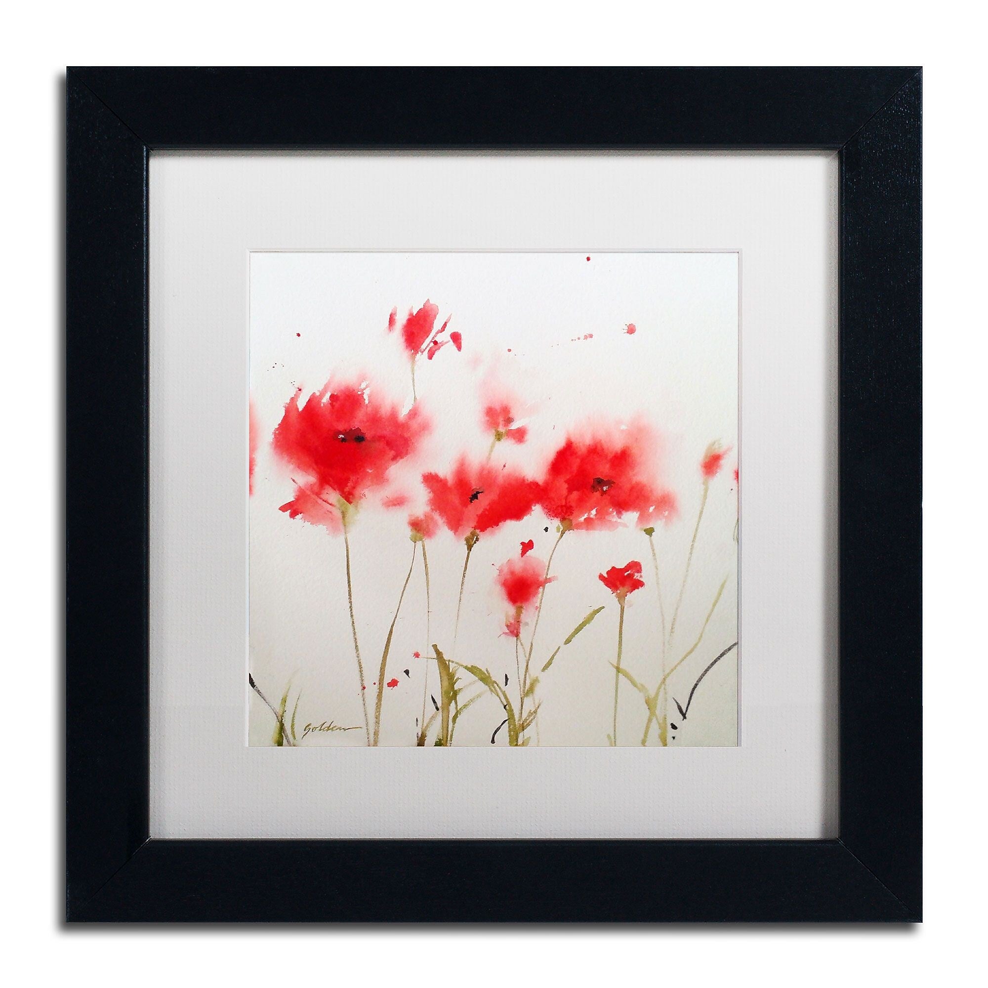 Trademark Fine Art SG5707-B1111MF "A Poppy Moment" by Sheila Golden 11" x 11" Framed Art, WHT MTD