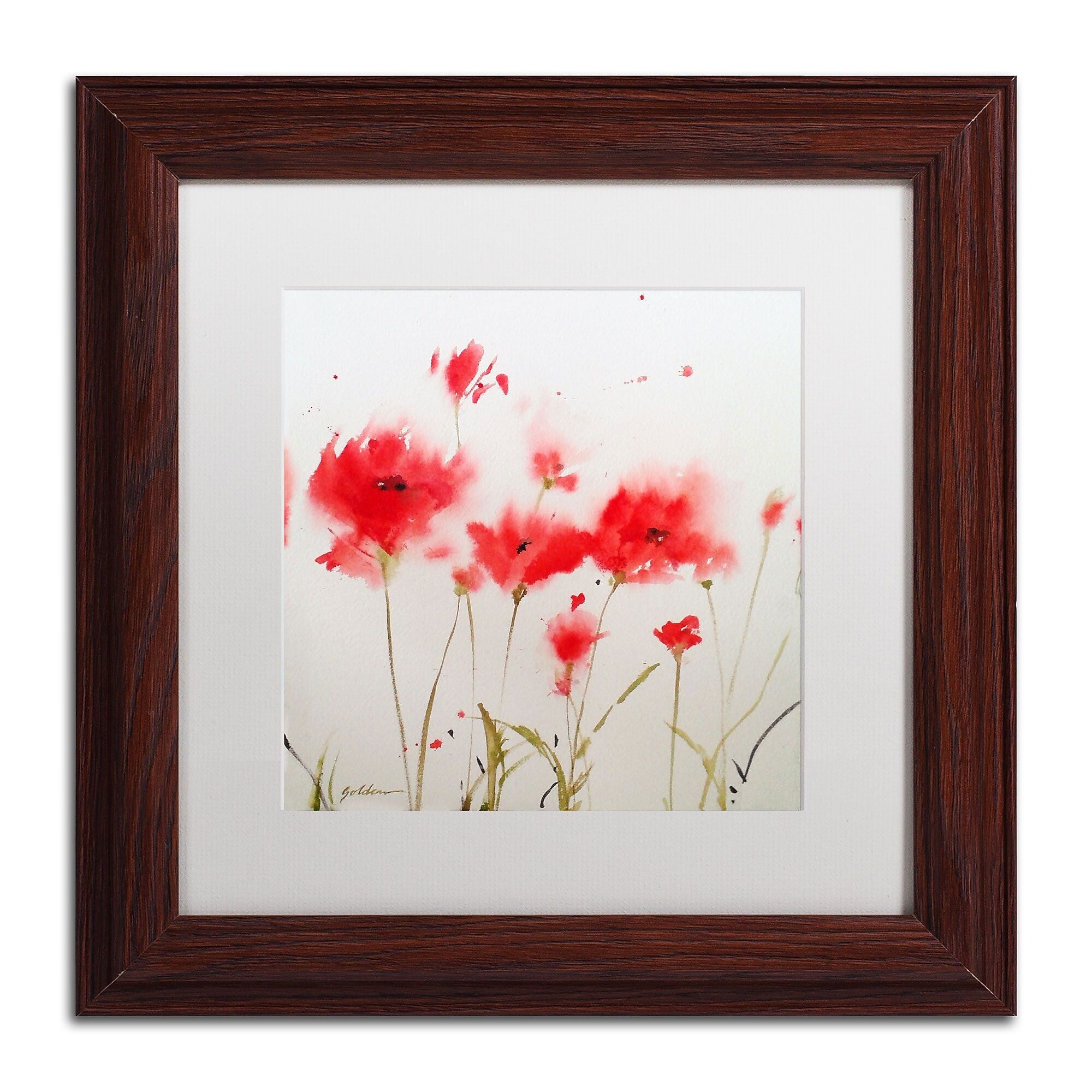 Trademark Fine Art SG5707-W1111MF "A Poppy Moment" by Sheila Golden 11" x 11" Framed Art, WHT MTD