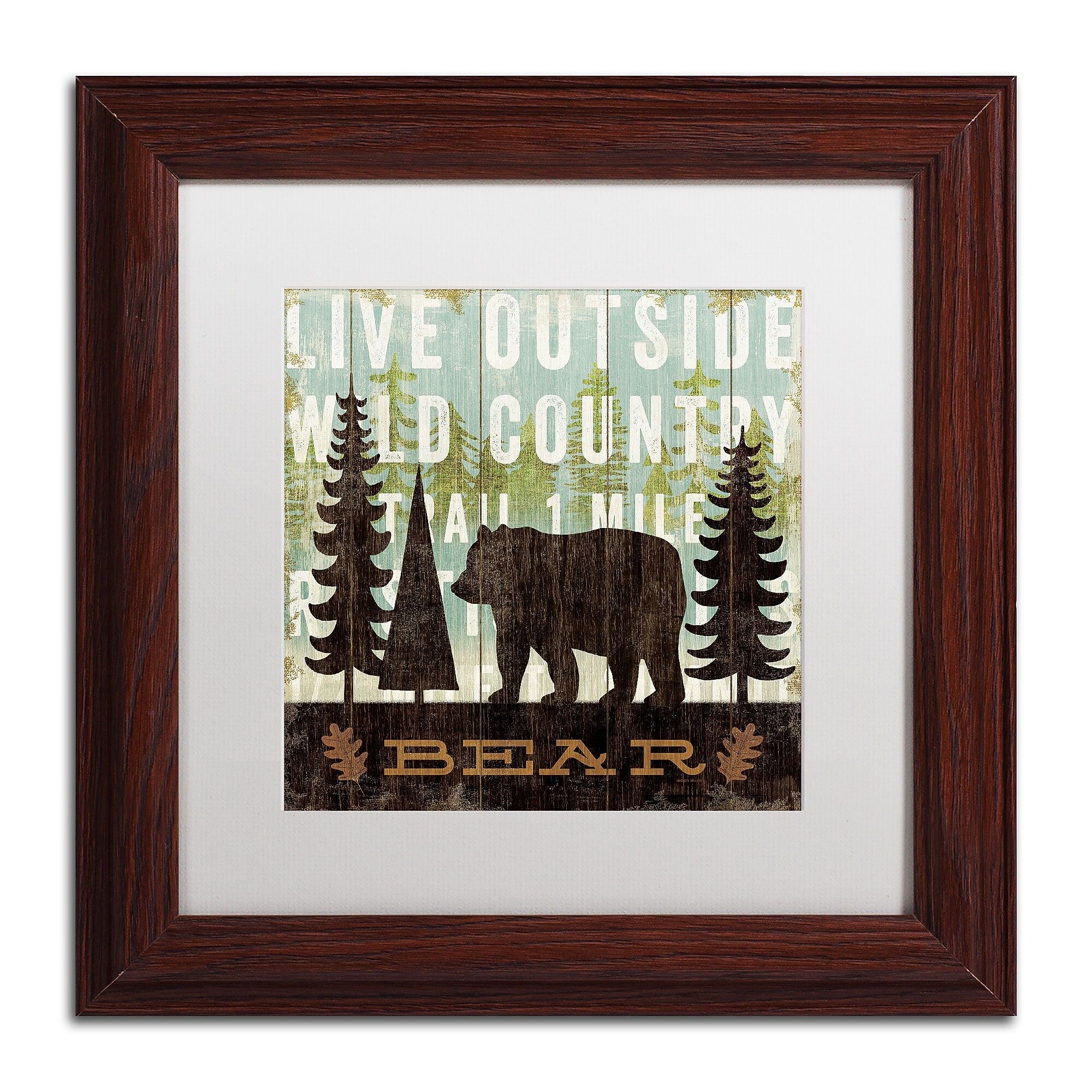 Trademark Fine Art WAP0120-W1111MF "Simple Living Bear" by Michael Mullan 11" x 11" FRM Art, WHT MTD