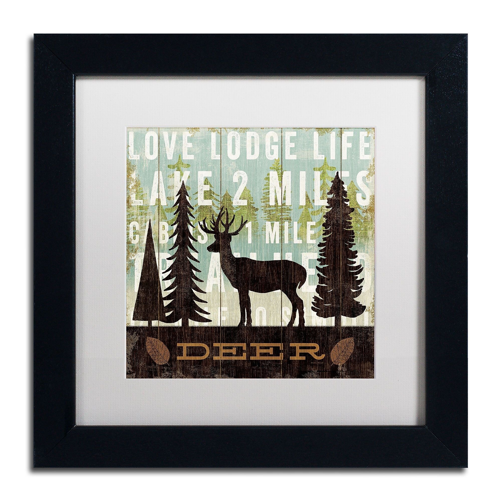 Trademark Fine Art WAP0122-B1111MF "Simple Living Deer" by Michael Mullan 11" x 11" FRM Art, WHT MTD