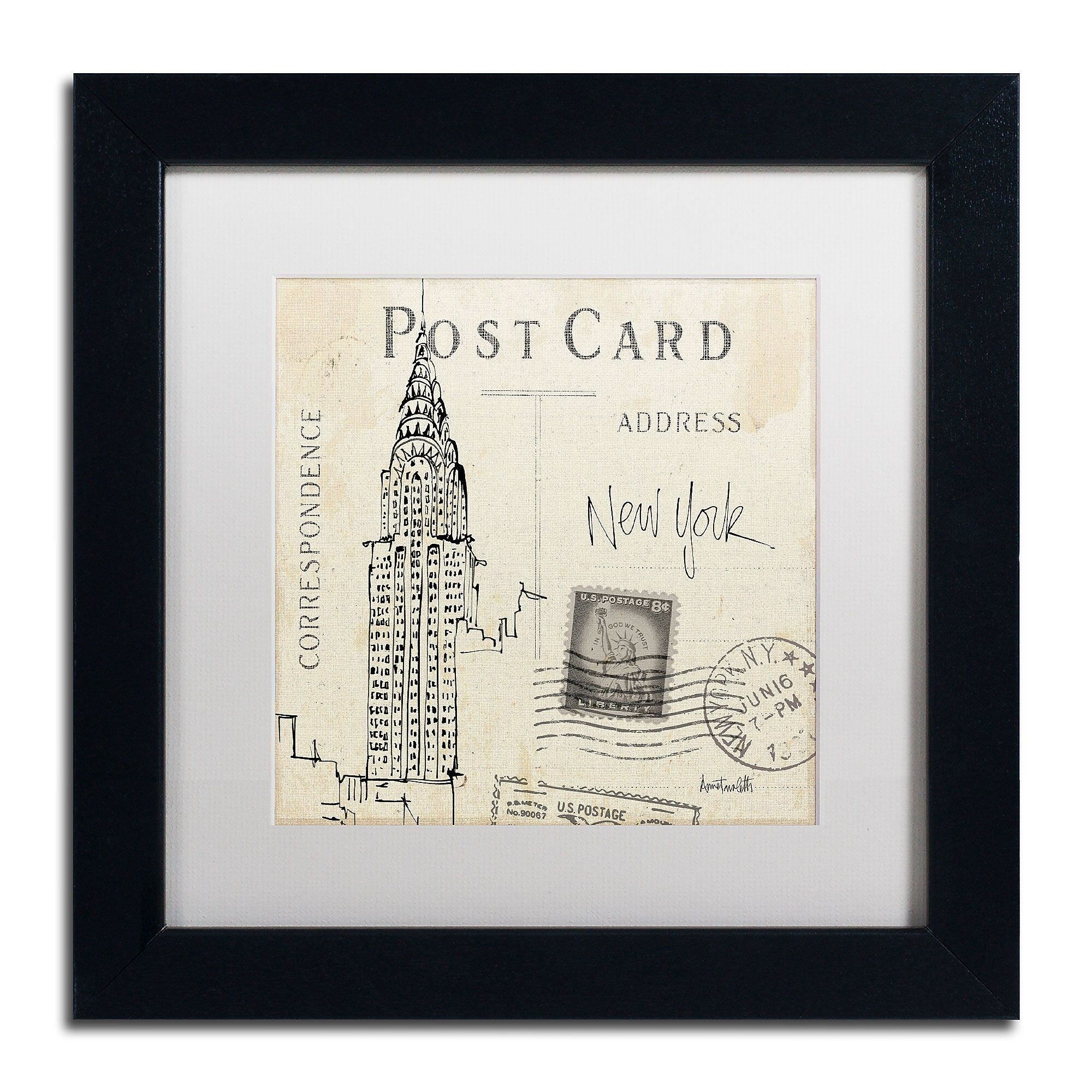 Trademark Fine Art WAP0090-B1111MF Postcard Sketches I by Anne Tavoletti 11x11 FRM Art, WHT MTD