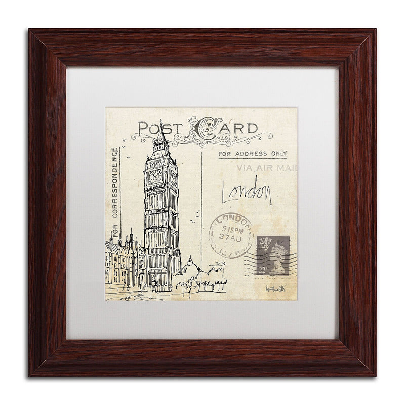 Trademark Fine Art WAP0091-W1111MF Postcard Sketches II by Anne Tavoletti 11x11 FRM Art, WHT MTD