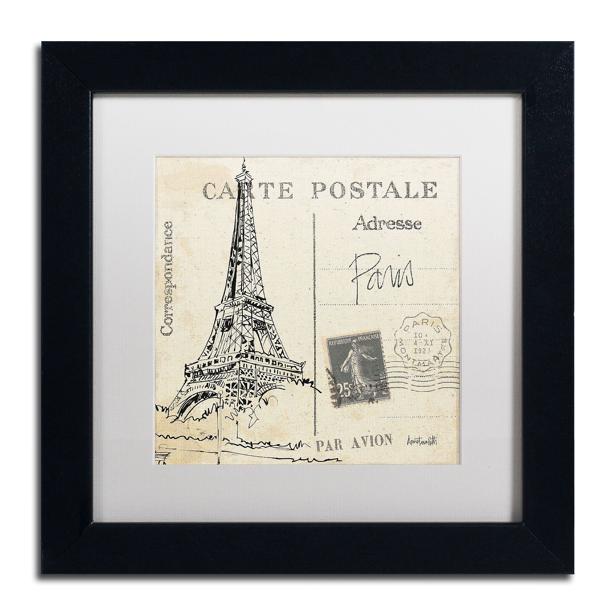 Trademark Fine Art WAP0092-B1111MF Postcard Sketches III by Anne Tavoletti 11x11 FRM Art, WHT MTD
