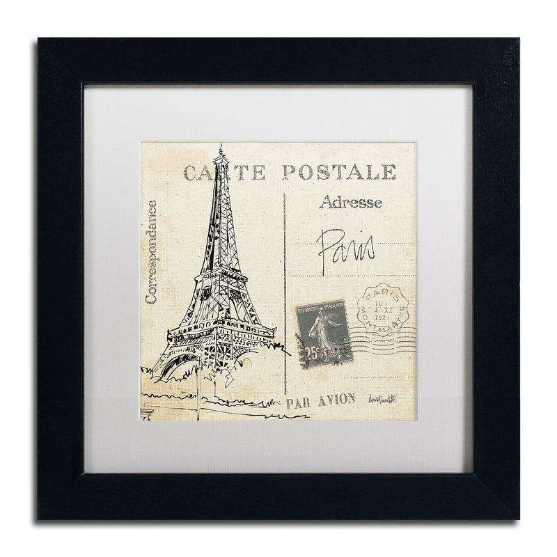 Trademark Fine Art WAP0092-B1111MF Postcard Sketches III by Anne Tavoletti 11x11 FRM Art, WHT MTD