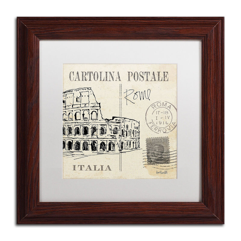 Trademark Fine Art WAP0093-W1111MF Postcard Sketches IV by Anne Tavoletti 11x11 FRM Art, WHT MTD