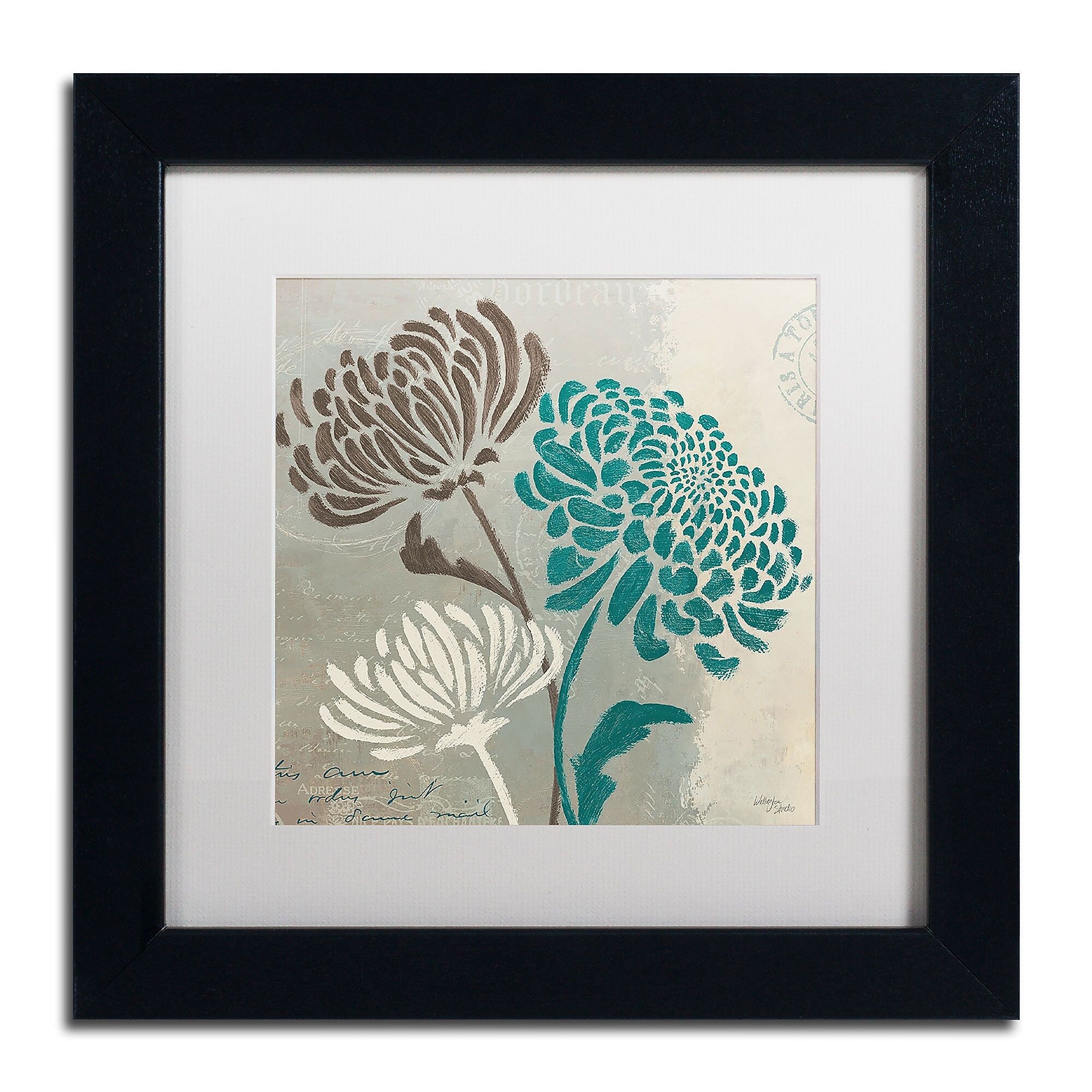 Trademark Fine Art WAP0135-B1111MF Chrysanthemums II by Wellington Studio 11x11 FRM Art, WHT MTD